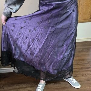 Purple and Black Embroidered Wrap